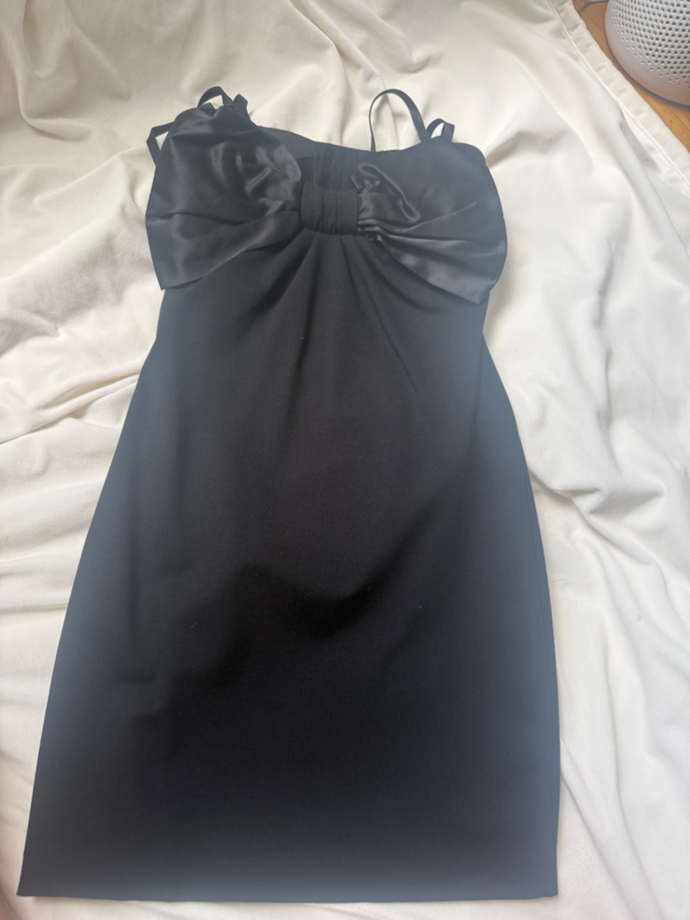 Elizabeth and James Black Mini Dress with Satin Bow